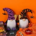 thumbnail image 6 of Jinswick 1Pcs Halloween Gnomes Plush Decor Handmade Swedish Gnome Scandinavian Gnomes Ornaments with Purple Witch Hat Halloween Table Decorations Gifts, 6 of 8