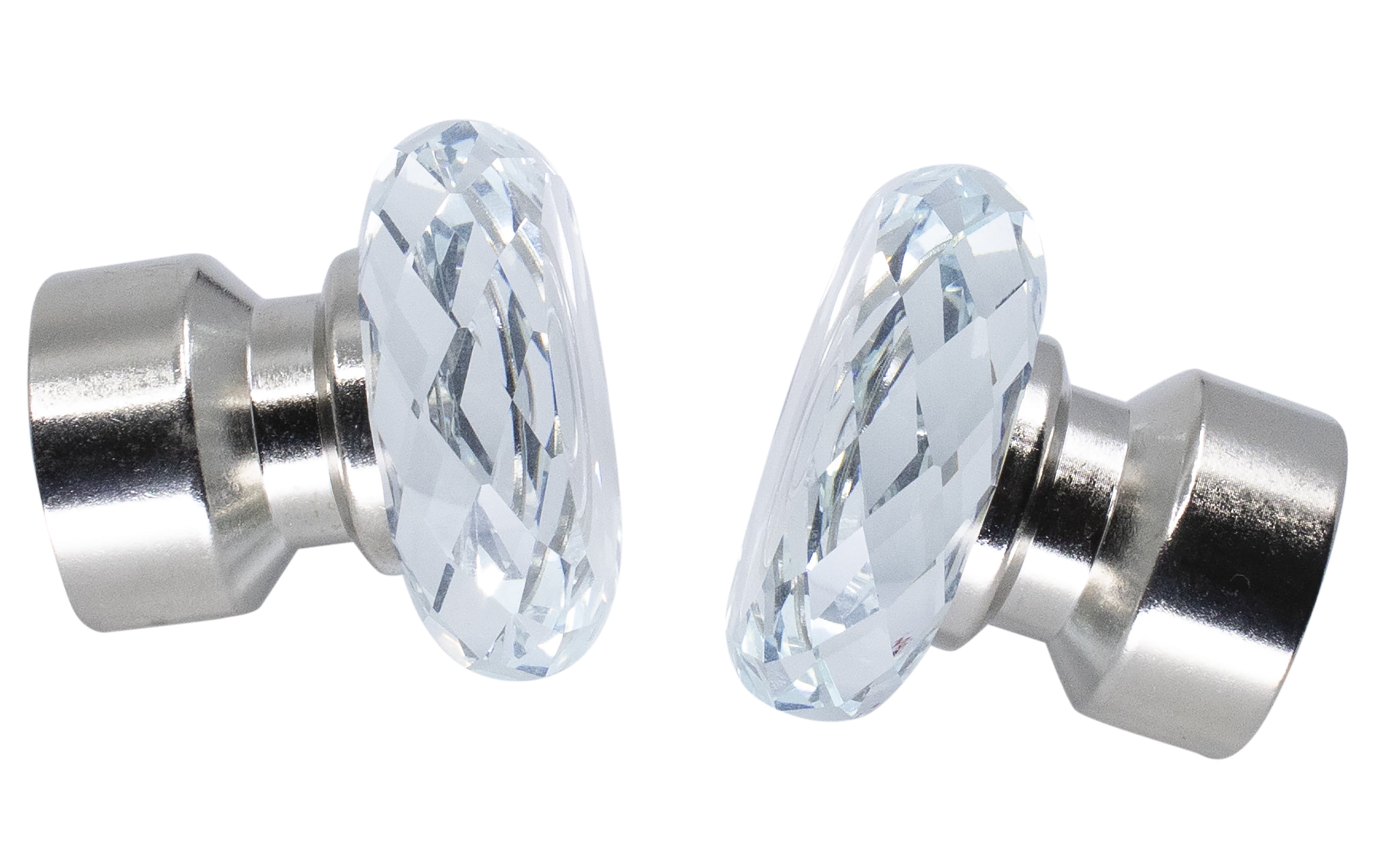 MERIVILLE 1-Inch Diameter Single Curtain Rod, Cut Crystal Ball Finial, Adjustable 84-120 Inch, Satin Nickel