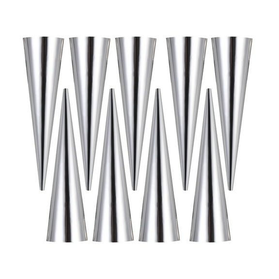 GOOHOCHY Stainless Steel Bread Baking Mold Conical Shaped Croissant Mould for Home Bakery Silver 9pcs L Size