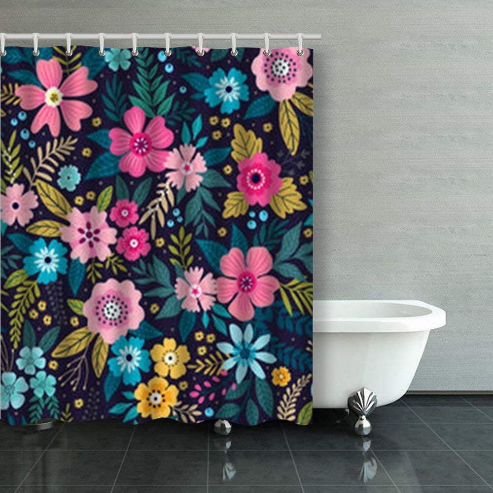 ARTJIA Amazing Seamless Floral Pattern Bright Colorful Shower Curtains