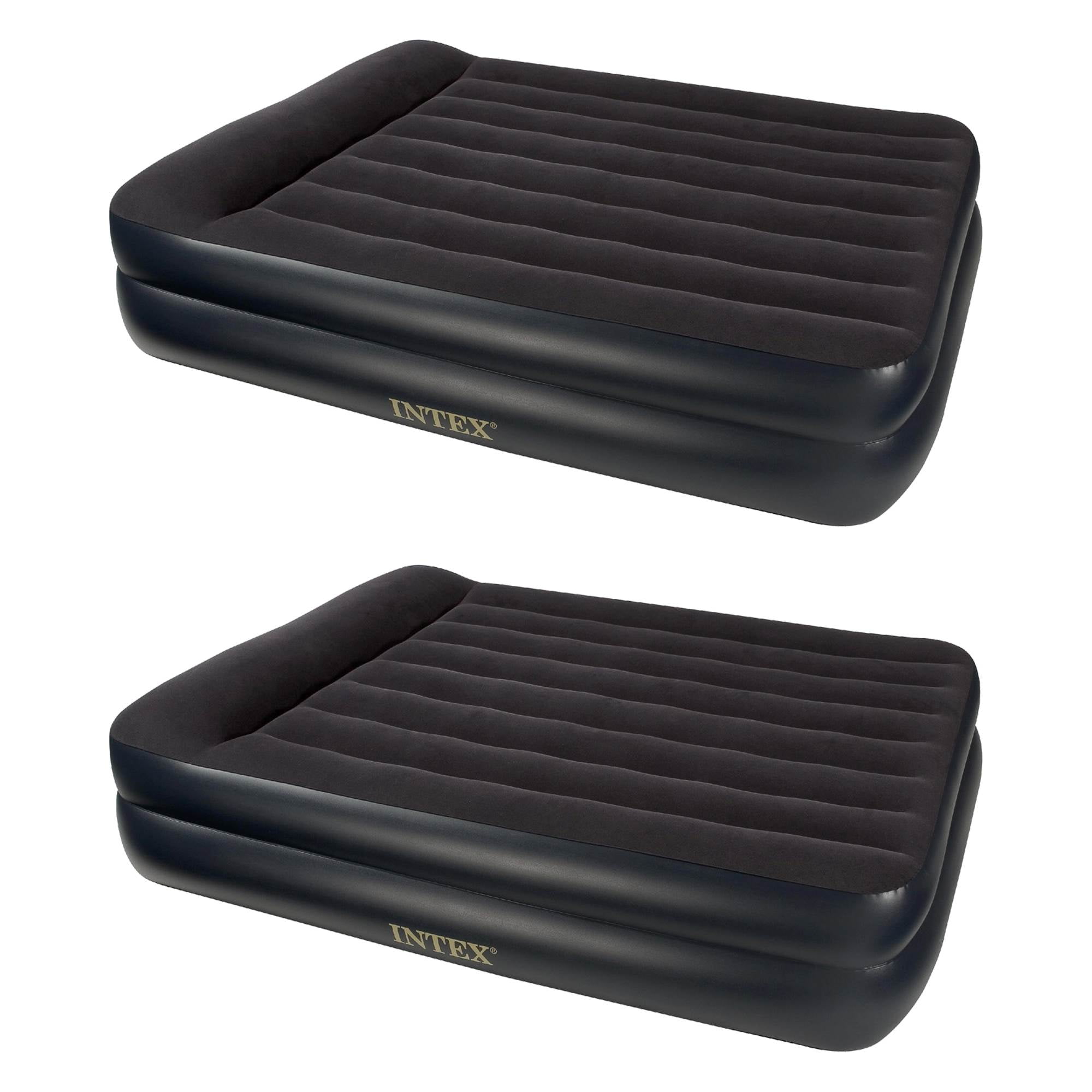 Intex Pillow Rest Queen Size Air Bed Mattress with Built In Air Pump (2 Pack) - Walmart.com