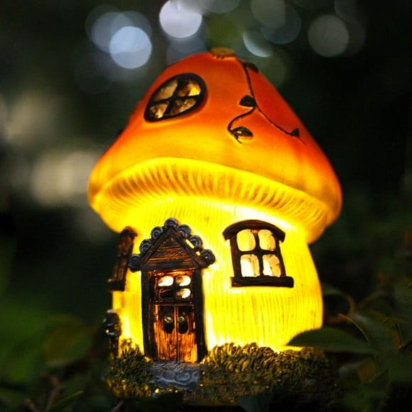 Qixi Lampe Solaire en Forme de Maison de Champignon Lampe de Jardin Extérieure Étanche Ornements Lumineux pour Pelouse Rose en Solde!
