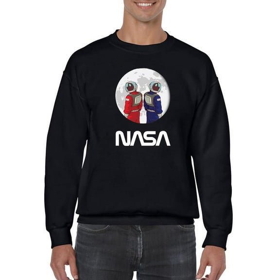NASA Nasa Astronaut Duo Over Moon Sweatshirt Men -NASA Designs, Male Medium