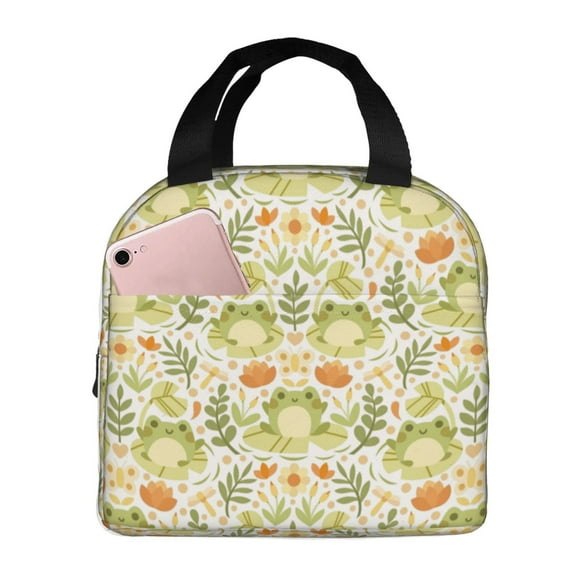Naloa Frogs And Botanical Print Lunch Box for Women Men,Insulated Lunch Bag,Lunchbox,Thermal Leakproof Cooler,Reusable Lunch Tote Bag for Work School Travel Picnic