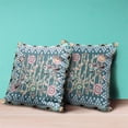 thumbnail image 3 of Pond Peacock Indoor/Outdoor Pillow in Dark Green Aqua Pink 28x28, 3 of 8