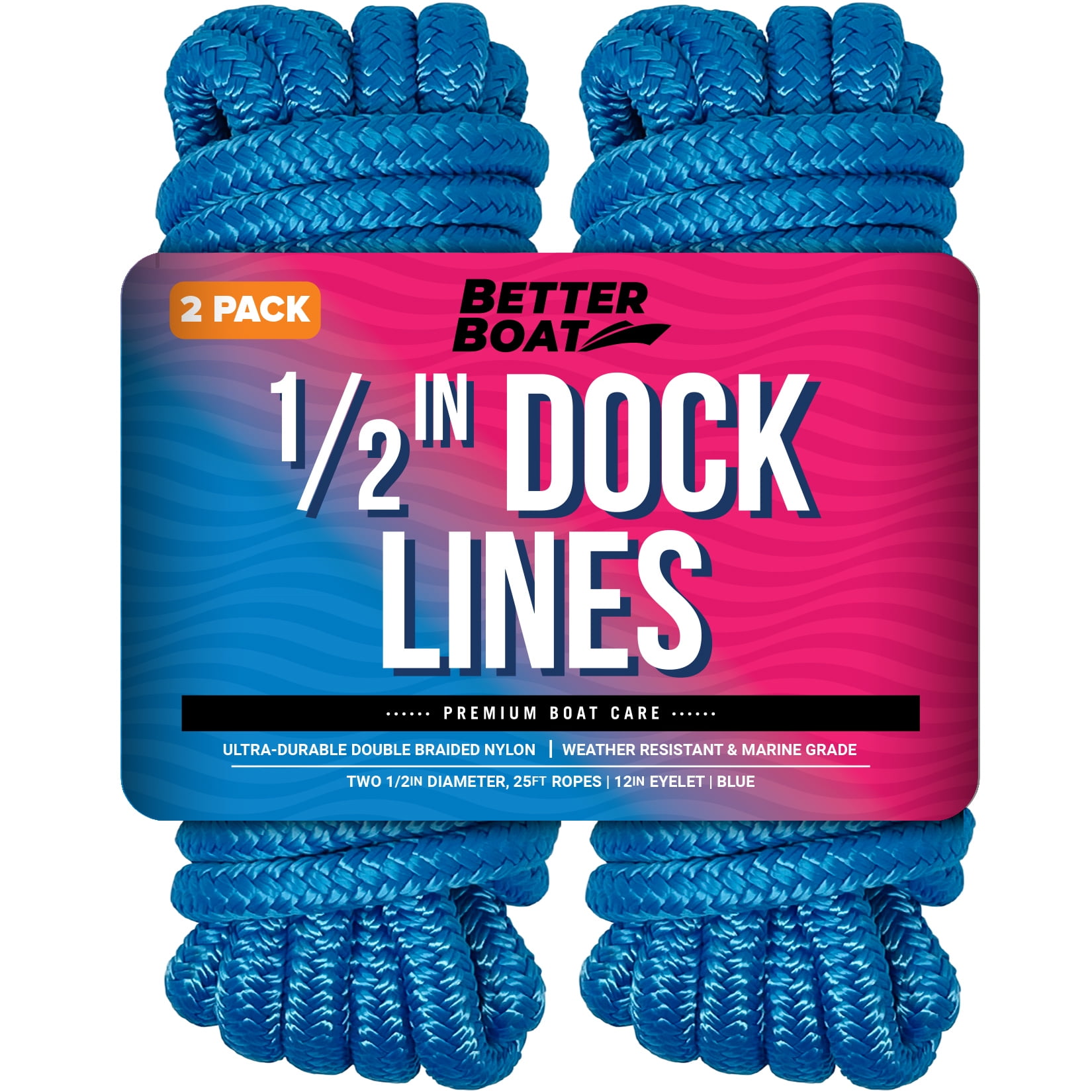 Dock Lines Boat Ropes for Docking 1/2" Line Braided Mooring Marine Rope