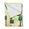 thumbnail image 2 of Arcade Soft Flannel Fleece Throw Blanket, Ground Tiles Trees Computer Game Platform Lucky Points Video Games, Cozy Plush for Indoor and Outdoor Use, 60" x 80", Pale Green Brown, by Ambesonne, 2 of 5
