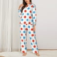 thumbnail image 2 of Honeii Red Blue Polka Dots print Women's Pajama Sets Long Sleeve Button Down Sleepwear Nightwear Soft Pjs Lounge Sets-XX-Large, 2 of 7