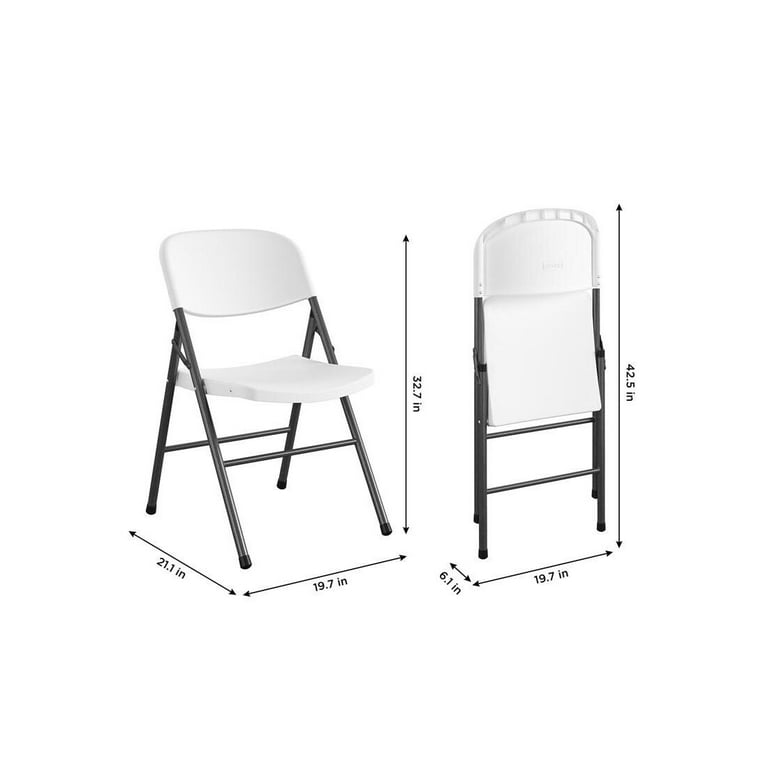 Cosco Commercial Adults Foldable Resin Folding Chair, White, 32.5
