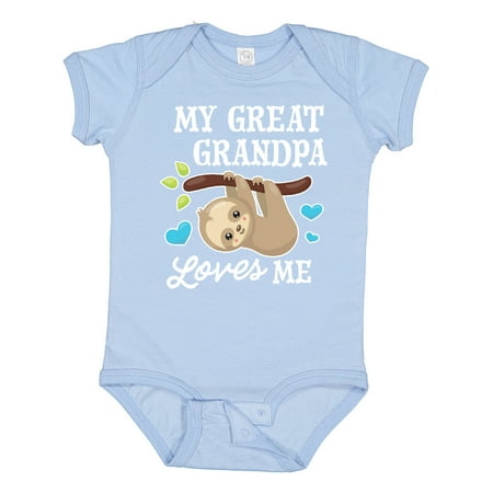 

Inktastic My Great Grandpa Loves Me with Sloth and Hearts Gift Baby Boy or Baby Girl Bodysuit