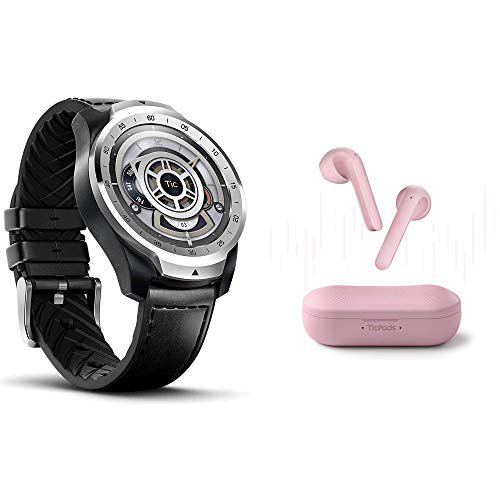 TicWatch Bundle with Ticwatch Pro 2020 Smartwatch 1GB RAM, GPS Dual Display - Silver + TicPods 2