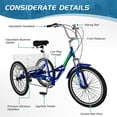 thumbnail image 6 of MOPHOTO Adult Folding Tricycle 7 Speed, Foldable Adult Tricycle 20" Wheels, 3 Wheeler Colorful Cruiser Bike with Cargo Basket, Blue, 6 of 10