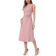 thumbnail image 4 of INSPIRE CHIC Tank Dress for Women's Crew Neck Ruched Casual A-line Midi Sleeveless Dresses XS Pink, 4 of 5
