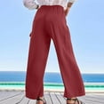 thumbnail image 5 of Qetyuw Women's Wide Leg Pants High Waist Drawstring Palazzo Pants with Big Pockets Stretch Loose Lightweight Flowy Beach Sleep Trousers, 5 of 8