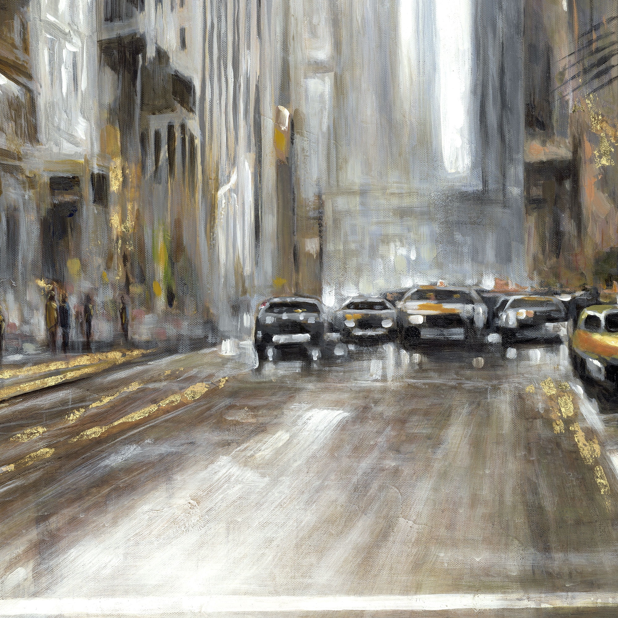 Masterpiece Art Gallery New York City Rush Hour Square by Emily Williams Canvas Art Print 35" x 35"