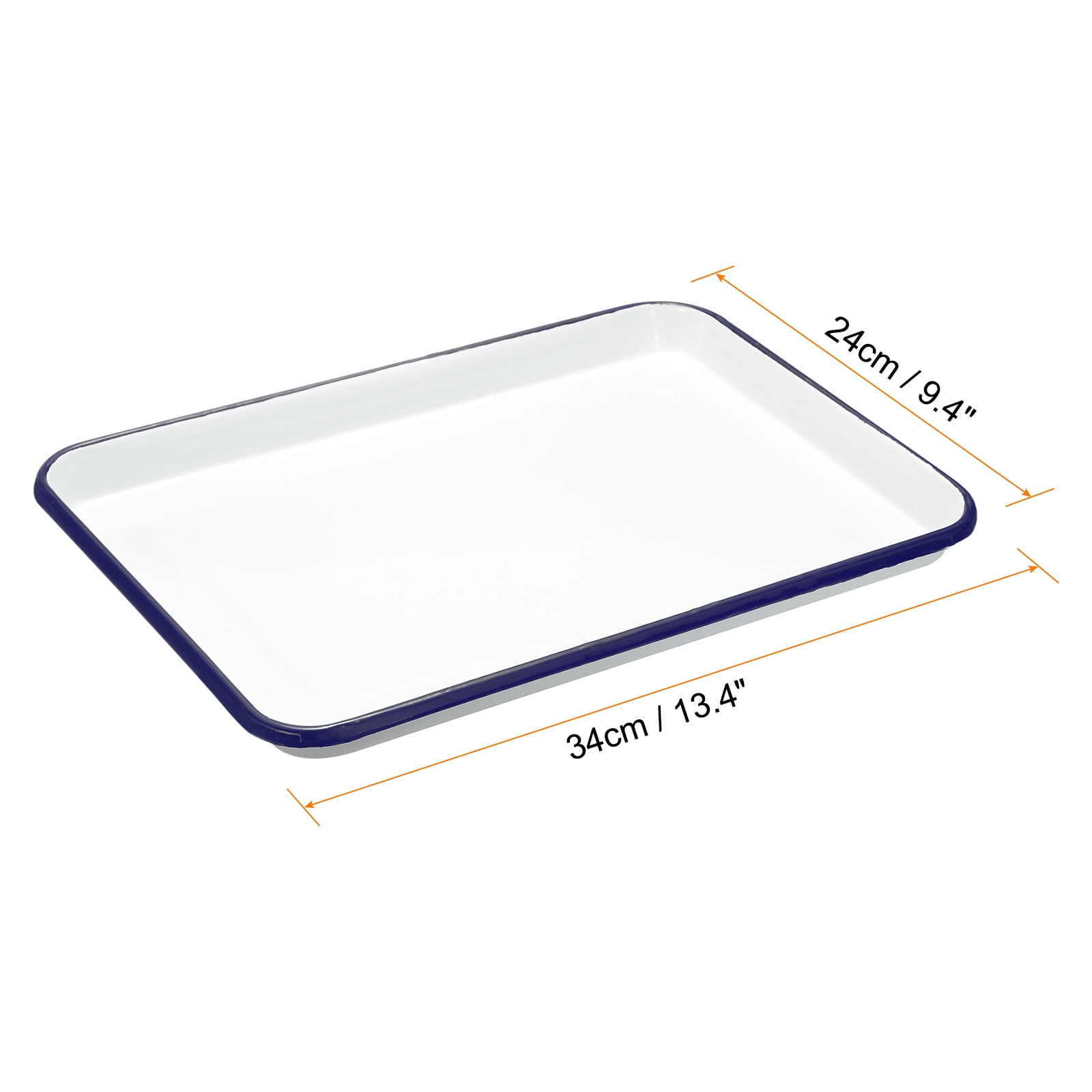 Uxcell Butcher Tray Palette 13.4" x 9.4" Metal Triple Enamel Coated Rectangular Tray Artist Painter Painting Tool for Art Paint Acrylic Watercolor Mixing