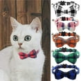 thumbnail image 2 of Kitten Collar Adjustable Pet Neck Strap Plaid Cat Collar with Bow Tie Bell Safety Buckle Cute Plaid Pattern Pet Accessory for Cats Small Dogs, 2 of 5
