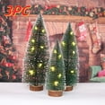 thumbnail image 4 of 3Pcs Mini Christmas Trees With Wooden Base Artificial Christmas Trees For Village Tabletop Home Room Party Crafts Christmas Decor Indoor With Light, 4 of 6