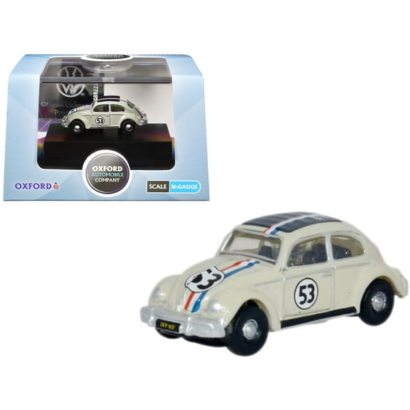 Volkswagen Beetle #53 Beige with Stripes and Black Top 1/148 (N) Scale Diecast Model Car by Oxford Diecast