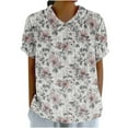 thumbnail image 2 of Tops for Women Short Sleeve Turdown Collar Casual Printing Loose Shirt Blouse Multicolor XXXL, 2 of 5