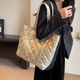 thumbnail image 1 of Bolso acolchado con entramado de diamantes para mujer, bolso de invierno de ocio para niña de gran capacidad (dorado), 1 of 8