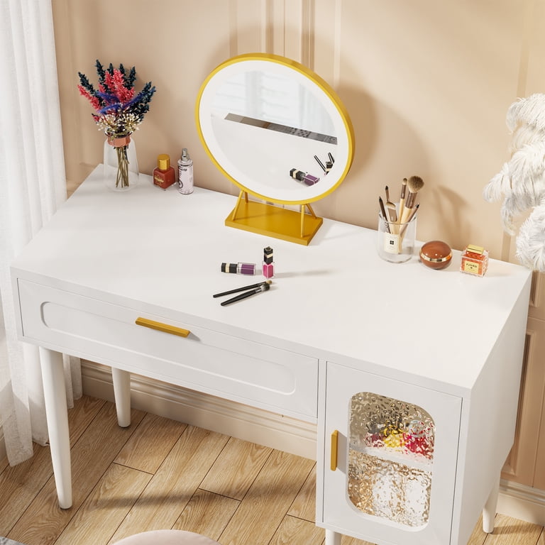 chinese dress ladies Jezebel Lighted Vanity Table with Glass Top