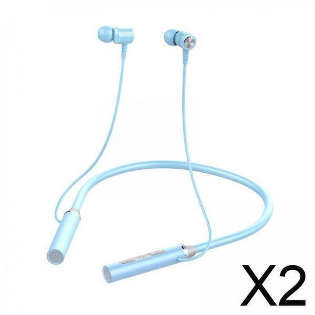 2x Auriculares Inalámbricos Con Banda Para El Cuello Y Micrófono Incorporado Para Gimnasio, Color Azul