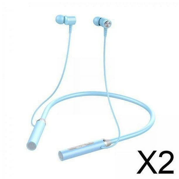 2x Auriculares Inalámbricos Con Banda Para El Cuello Y Micrófono Incorporado Para Gimnasio, Color Azul