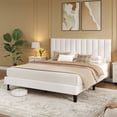 thumbnail image 2 of Yeshouse Marco de cama con cabecera de altura ajustable, plataforma tapizada con diseño capitoné con canales verticales, listones de madera resistentes para un soporte silencioso, no necesita somier, 2 of 13