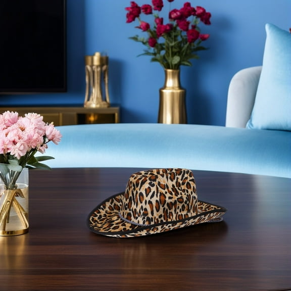 LOLIPPYY 2Pcs Leopard Accessories Costume Cowboy Hat Cloth Adjustable Rope for Stage Performances