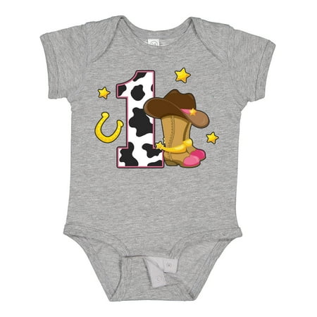 

Inktastic Cowgirl Birthday One Years Old with Cowgirl Boots Gift Baby Girl Bodysuit