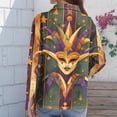 thumbnail image 5 of Mardi Gras Casual Shirt for Women, Long Sleeve Spring Carnival Outfit for Daily and Festival Use, 5 of 6