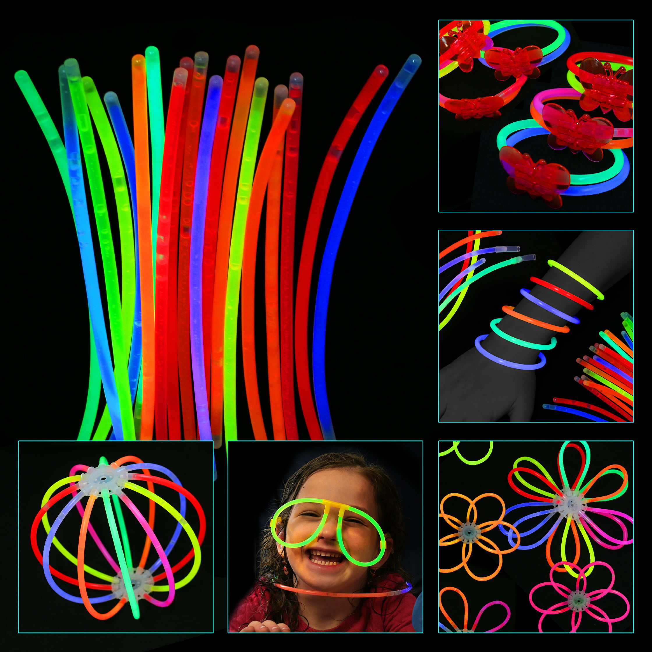 AIVANT Glow Sticks Bulk Party Supplies | 216 PCS Glow Stick Set with  Connectors for Eyeglasses Hairpins Balls Butterflies | Glow in the Dark  Light Up