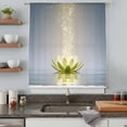 thumbnail image 4 of Zen Meditation Lotus Floral Semi Sheer Curtains Drapes for Living Room, Bedroom, French Doors Window 45 Inches Long, Green Floral Modern Art Rod Pocket Chiffon Curtain Drapery Voile Draperies Panel, 4 of 8