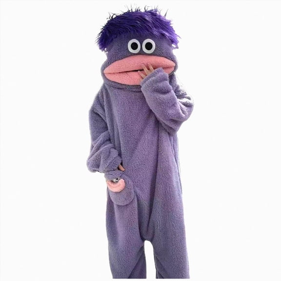 TAmten Big Mouth Monster Onesie Silly Monster Onesie Plush Onesie Pajamas Cozy Home Loungewear |Purple L