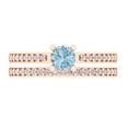 thumbnail image 2 of 0.85 ct Brilliant Round Cut Natural Swiss Blue Topaz 14k Rose Gold Solitaire with Accents Engagement Bridal Wedding Ring Band Set size 10, 2 of 7