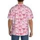 thumbnail image 3 of Balery Pink bows Camisa Casual de Manga Corta con Botones para Hombre, Texturizada, Estilo Cubano, para Playa, Verano-Large, 3 of 5