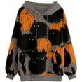 thumbnail image 1 of Chandail en Molleton Chat Citrouille Chandail Col Rond Halloween pour Femmes Manches Longues Décontracté Ample, 1 of 4