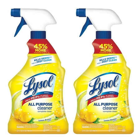 Lysol All Purpose Cleaner Spray, Lemon Breeze, 64oz(2X32oz), Tested & Proven to Kill COVID-19 Virus, Packaging May Vary