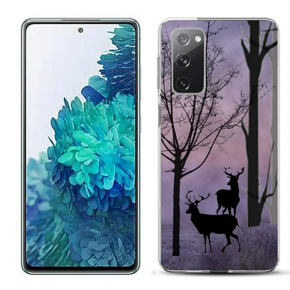 Slim-Fit Gel TPU Phone Case for Samsung Galaxy S20 FE 5G Fan Edition, by OneToughShield ® - Forest/Deer/Twilight