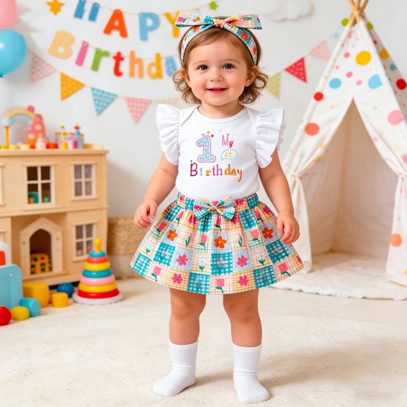Toddler Girls Ensemble Floral Themed Breathable Dynamic Birthday for Girls Ruffle Gown Dress Set