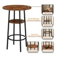 thumbnail image 4 of PAPROOS Bar Table Set for 2, Wood Double Layer Round Bar Table and Chairs Set, Industrial Counter Height Pub Table with 2 Upholstered Stools, Metal Frame, Rustic Brown and Black, 4 of 6