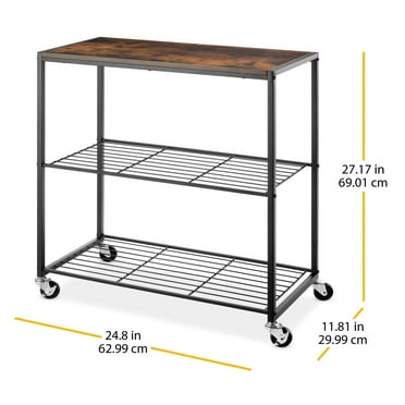 Whitmor Modern Industrial Rolling 3-Tier Storage Shelves - Brown