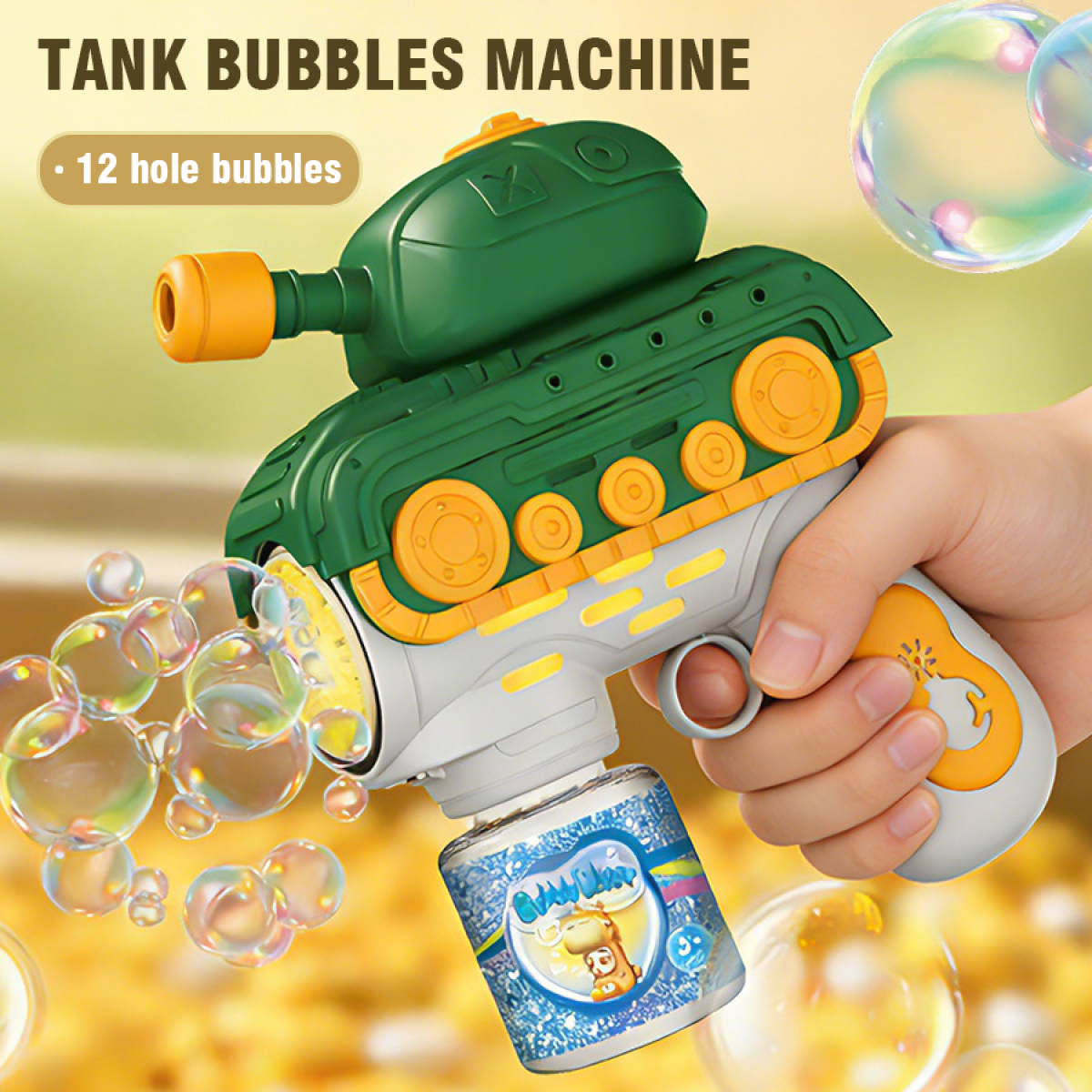 Automatic Bubble Blower for Kids, Light-Up Bubbles Machine with for Boys Girls Easter Basket Stuffers, Birthday Gifts & Outdoor Play Toys-Green