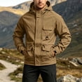 thumbnail image 2 of LYSMORA 2026 Men's Multi Pocket Hood Utility Softshell Jacket, Cargo Zipper Waist Pockets Hook Loop Cuff Long Sleeve Loose Fit Hiking Travel Outerwear, 2 of 7
