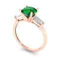 thumbnail image 2 of Clara Pucci 14K Rose Gold 2ct Emerald Three-Stone Ring for Women, 2 of 8
