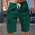 thumbnail image 4 of PIMSSY Men Shorts Summer Linen Shorts With Large Pockets Beach Plain Striped Sport Shorts Linen Stretch Lightweight Summer Shorts Loose Fit Short Casual Trousers Solid Color Outdoor Male Boho Bottoms, 4 of 8