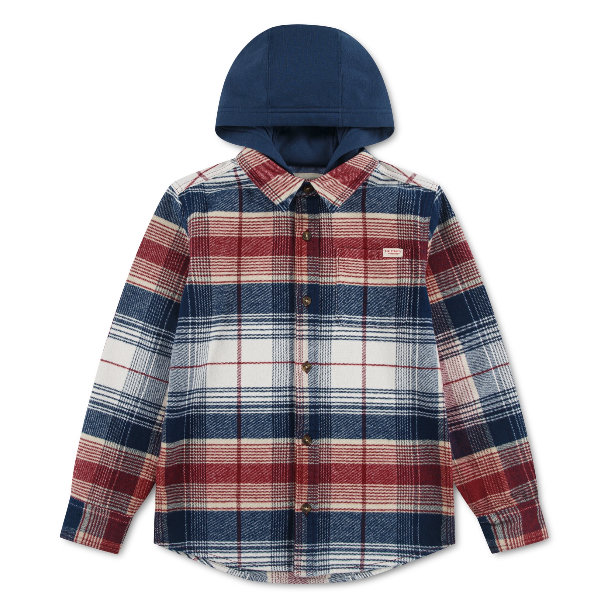 Levi Strauss Signature Boys Hooded Plaid Flannel, Sizes 4-18