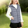 thumbnail image 5 of Girls Quilted Puffer Vest Jacket Full Zip Up Sleeveless Hooded Coat Casual Solid Color Winter Warm Outerwear with Pocket 3-14 Years, 5 of 5
