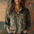 thumbnail image 2 of Womens Tops Casual Print Long Sleeve Cotton Button Blouse Spring Summer Shirts for Women Bronze L, 2 of 3